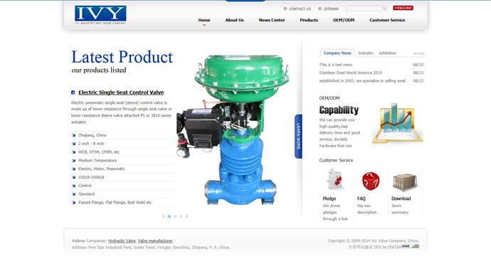 中英文網(wǎng)站建設(shè)案例: 溫州常春藤閥門有限公司